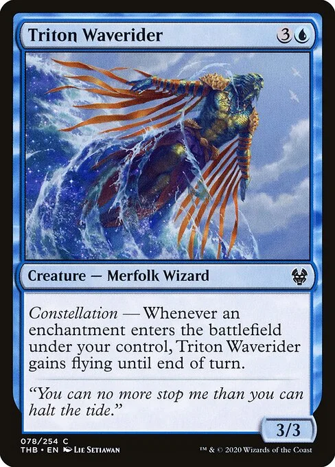 Triton Waverider, carta Magic di tipo Creature — Merfolk Wizard illustrata da Lie Setiawan