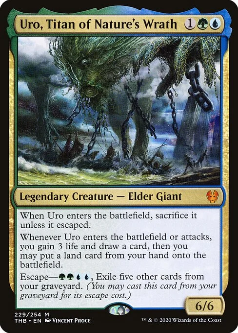 Uro, Titan of Nature's Wrath, carta Magic di tipo Legendary Creature — Elder Giant illustrata da Vincent Proce