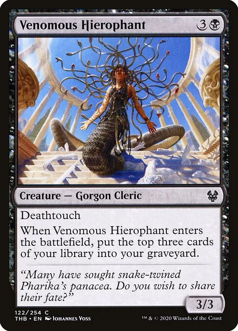 Venomous Hierophant, carta Magic di tipo Creature — Gorgon Cleric illustrata da Johannes Voss