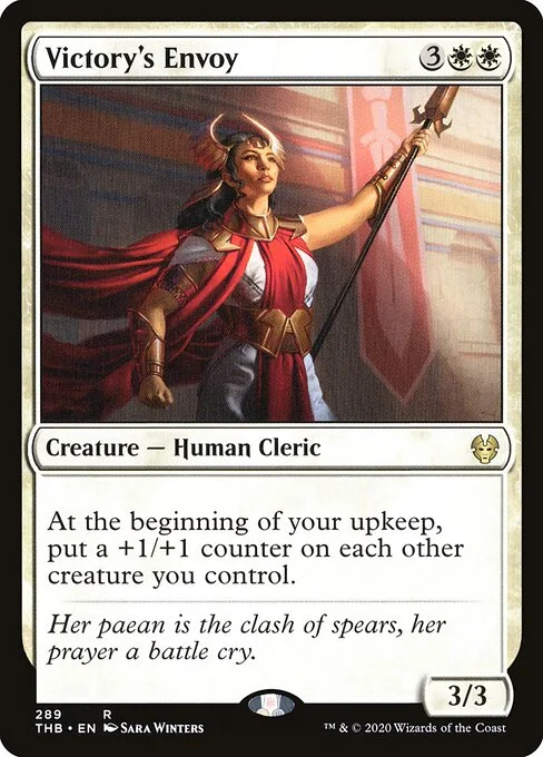 Victory's Envoy, carta Magic di tipo Creature — Human Cleric illustrata da Sara Winters