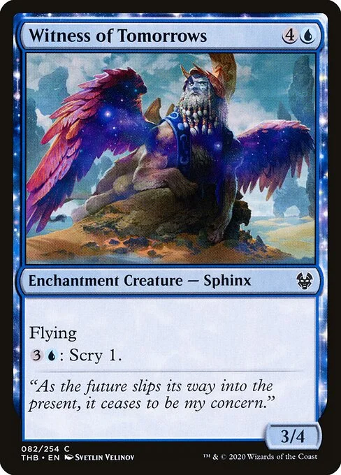 Witness of Tomorrows, carta Magic di tipo Enchantment Creature — Sphinx illustrata da Svetlin Velinov