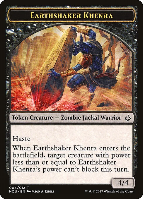 Earthshaker Khenra, carta Magic di tipo Token Creature — Zombie Jackal Warrior illustrata da Jason A. Engle