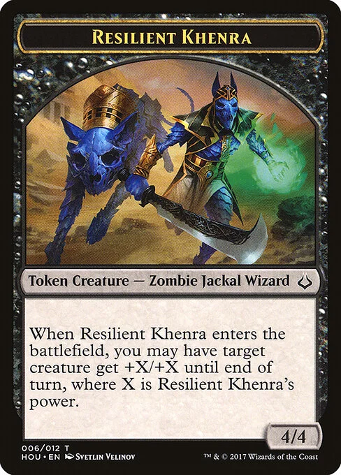 Resilient Khenra, carta Magic di tipo Token Creature — Zombie Jackal Wizard illustrata da Svetlin Velinov