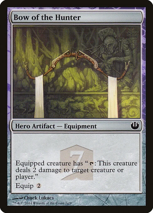 Bow of the Hunter, carta Magic di tipo Hero Artifact — Equipment illustrata da Chuck Lukacs
