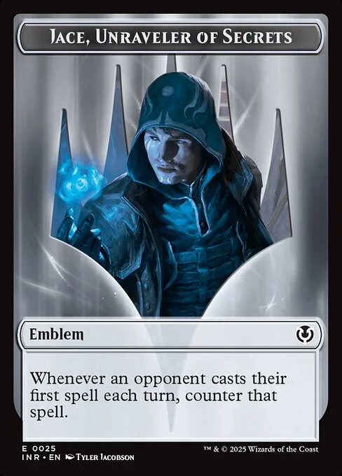 Jace, Unraveler of Secrets Emblem, carta Magic di tipo Emblem — Jace illustrata da Tyler Jacobson