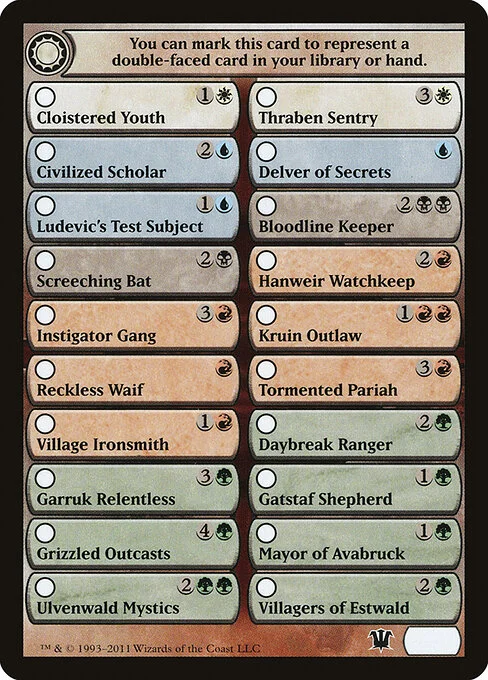 Innistrad Checklist, carta Magic di tipo Card