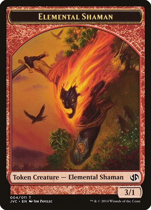 Elemental Shaman, carta Magic di tipo Token Creature — Elemental Shaman illustrata da Jim Pavelec