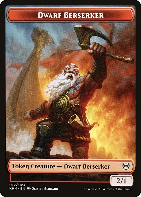 Dwarf Berserker, carta Magic di tipo Token Creature — Dwarf Berserker illustrata da Olivier Bernard
