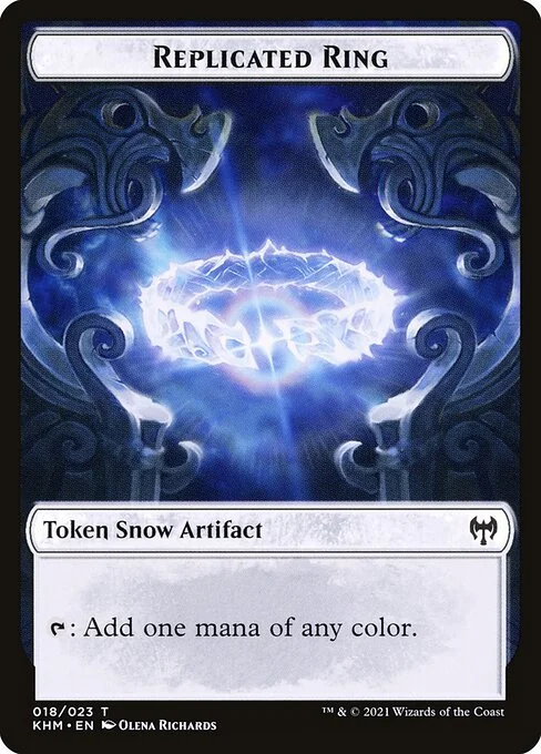 Replicated Ring, carta Magic di tipo Token Snow Artifact illustrata da Olena Richards