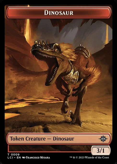 Dinosaur, carta Magic di tipo Token Creature — Dinosaur illustrata da Francisco Miyara