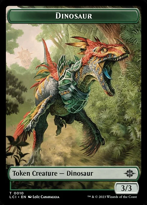 Dinosaur, carta Magic di tipo Token Creature — Dinosaur illustrata da Loïc Canavaggia