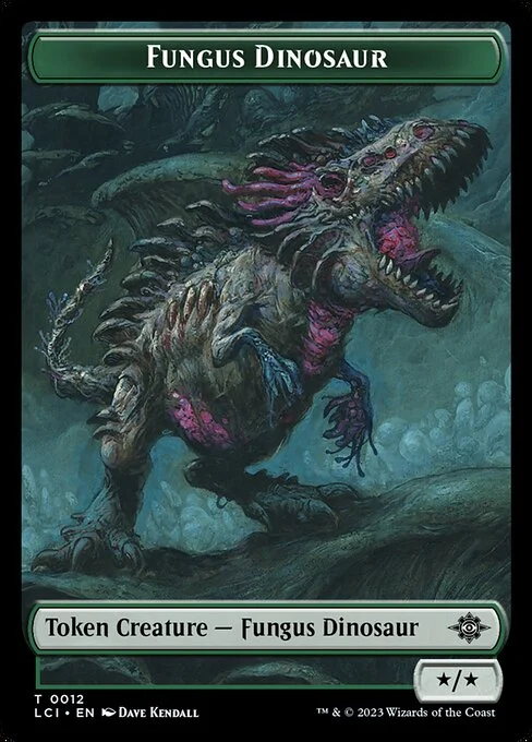 Fungus Dinosaur, carta Magic di tipo Token Creature — Fungus Dinosaur illustrata da Dave Kendall