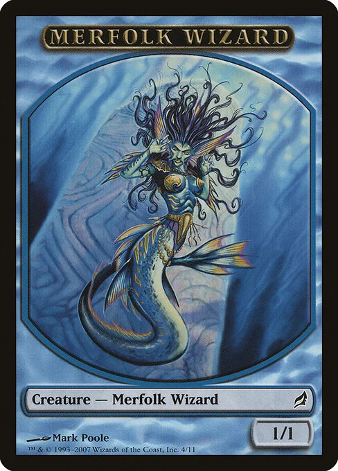 Merfolk Wizard, carta Magic di tipo Token Creature — Merfolk Wizard illustrata da Mark Poole