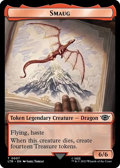 Smaug, carta Magic di tipo Token Legendary Creature — Dragon illustrata da Jarel Threat
