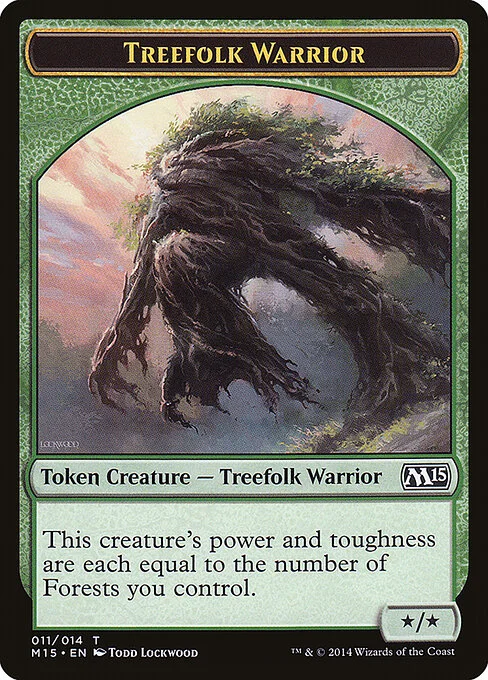 Treefolk Warrior, carta Magic di tipo Token Creature — Treefolk Warrior illustrata da Todd Lockwood