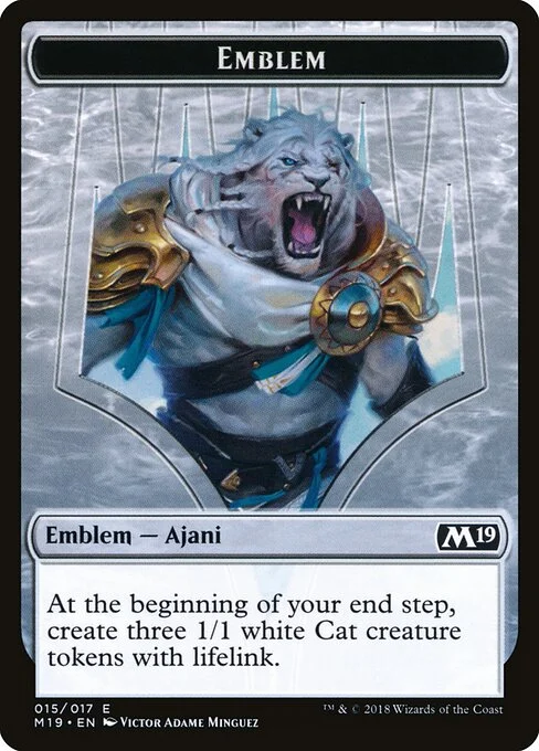 Ajani, Adversary of Tyrants Emblem, carta Magic di tipo Emblem — Ajani illustrata da Victor Adame Minguez