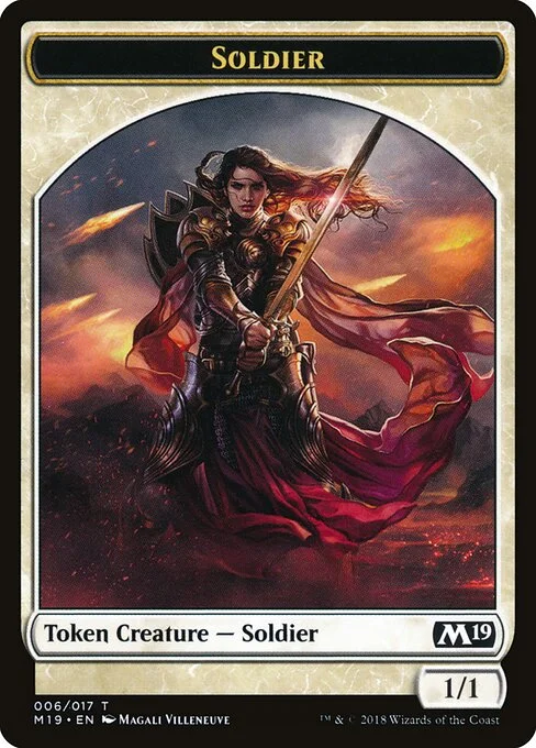Soldier, carta Magic di tipo Token Creature — Soldier illustrata da Magali Villeneuve