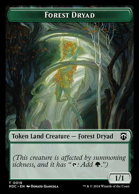Forest Dryad, carta Magic di tipo Token Land Creature — Forest Dryad illustrata da Donato Giancola