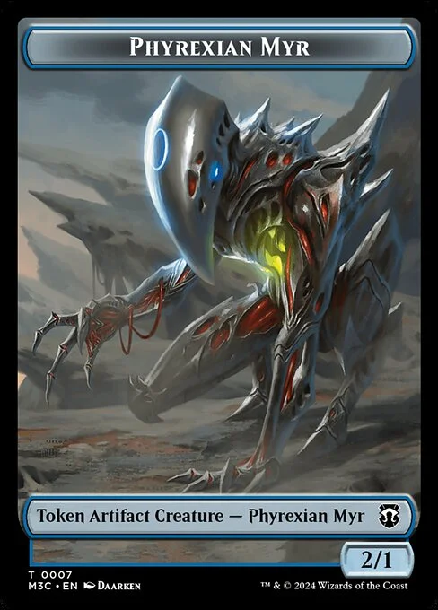 Phyrexian Myr, carta Magic di tipo Token Artifact Creature — Phyrexian Myr illustrata da Daarken