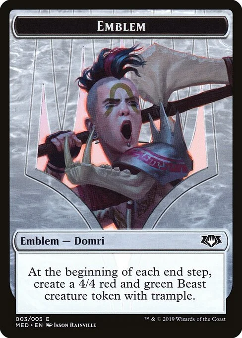 Domri, Chaos Bringer Emblem, carta Magic di tipo Emblem — Domri illustrata da Jason Rainville