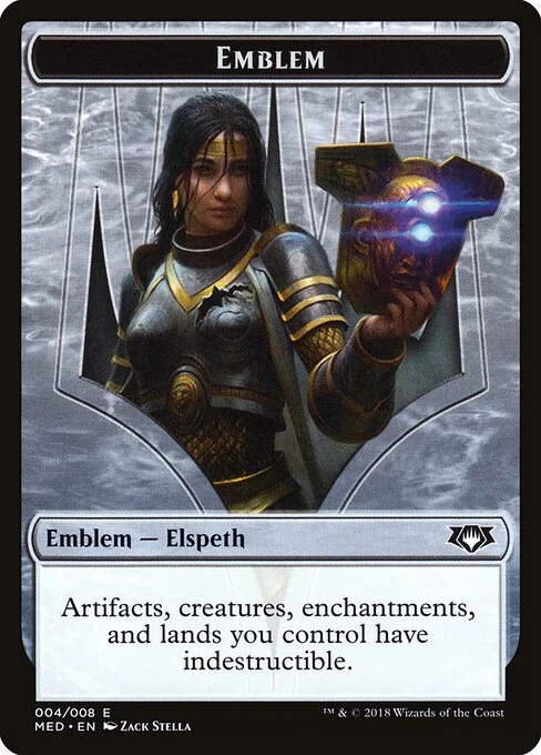 Elspeth, Knight-Errant Emblem, carta Magic di tipo Emblem — Elspeth illustrata da Zack Stella