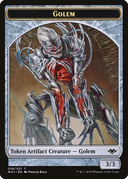 Golem, carta Magic di tipo Token Artifact Creature — Golem illustrata da Volkan Baǵa