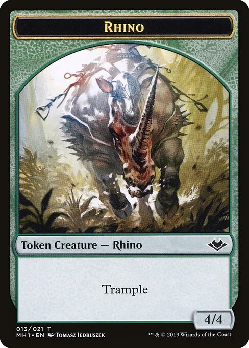 Rhino, carta Magic di tipo Token Creature — Rhino illustrata da Tomasz Jedruszek
