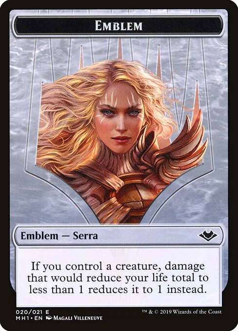Serra the Benevolent Emblem, carta Magic di tipo Emblem — Serra illustrata da Magali Villeneuve