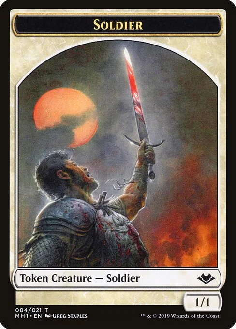 Soldier, carta Magic di tipo Token Creature — Soldier illustrata da Greg Staples