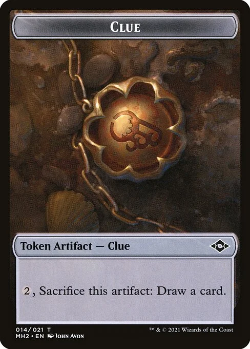 Clue, carta Magic di tipo Token Artifact — Clue illustrata da John Avon