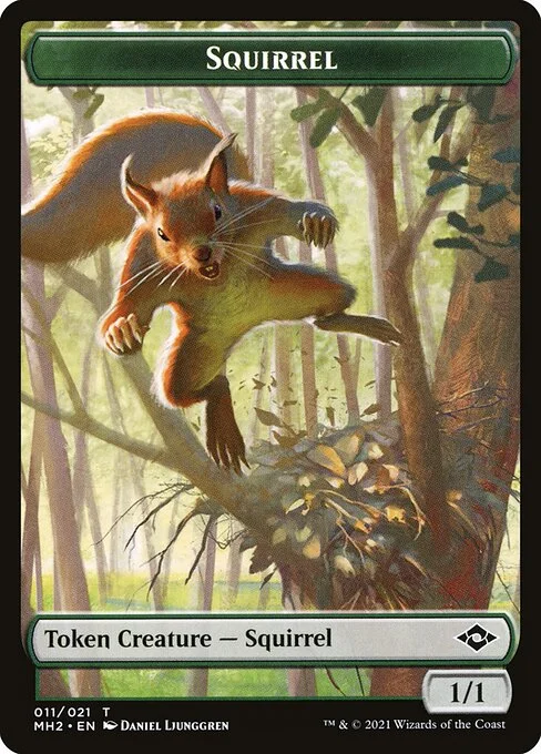 Squirrel, carta Magic di tipo Token Creature — Squirrel illustrata da Daniel Ljunggren