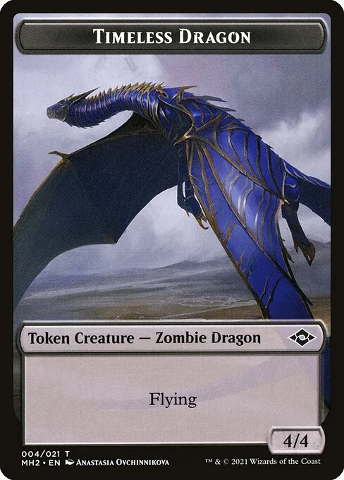 Timeless Dragon, carta Magic di tipo Token Creature — Zombie Dragon illustrata da Anastasia Ovchinnikova