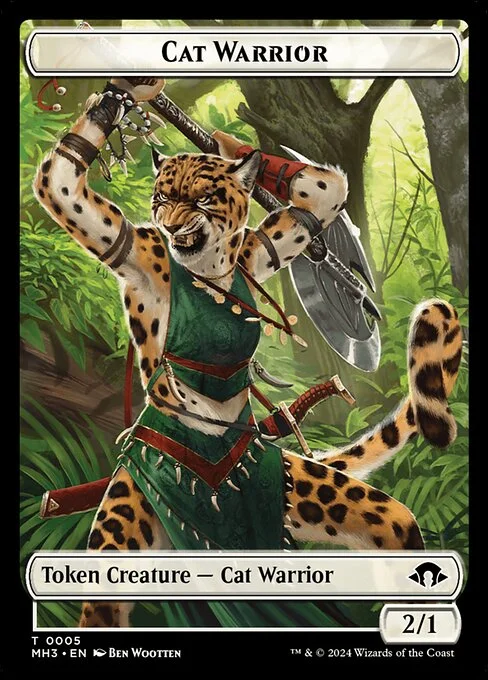 Cat Warrior, carta Magic di tipo Token Creature — Cat Warrior illustrata da Ben Wootten