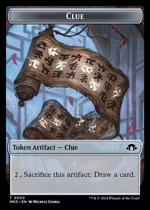 Clue, carta Magic di tipo Token Artifact — Clue illustrata da Michele Giorgi