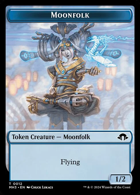 Moonfolk, carta Magic di tipo Token Creature — Moonfolk illustrata da Chuck Lukacs