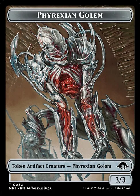 Phyrexian Golem, carta Magic di tipo Token Artifact Creature — Phyrexian Golem illustrata da Volkan Baǵa