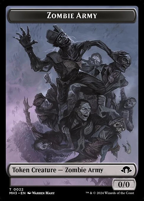 Zombie Army, carta Magic di tipo Token Creature — Zombie Army illustrata da Warren Mahy