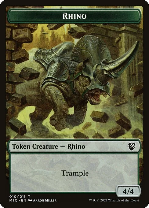 Rhino, carta Magic di tipo Token Creature — Rhino illustrata da Aaron Miller