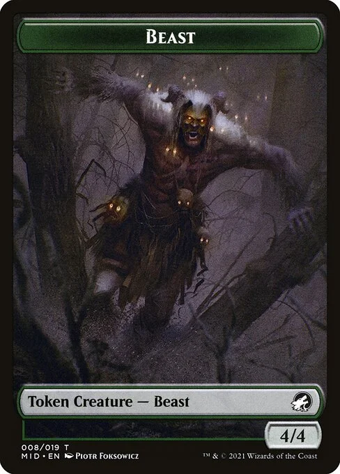 Beast, carta Magic di tipo Token Creature — Beast illustrata da Piotr Foksowicz