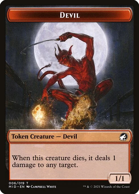 Devil, carta Magic di tipo Token Creature — Devil illustrata da Campbell White