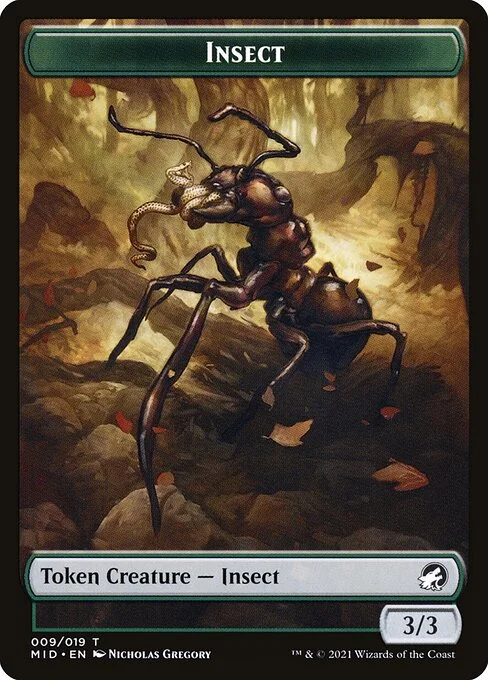 Insect, carta Magic di tipo Token Creature — Insect illustrata da Nicholas Gregory