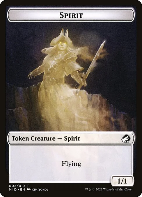 Spirit, carta Magic di tipo Token Creature — Spirit illustrata da Kim Sokol