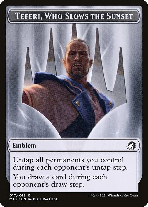 Teferi, Who Slows the Sunset Emblem, carta Magic di tipo Emblem illustrata da Heonhwa
