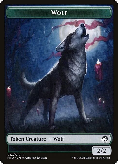 Wolf, carta Magic di tipo Token Creature — Wolf illustrata da Andrea Radeck