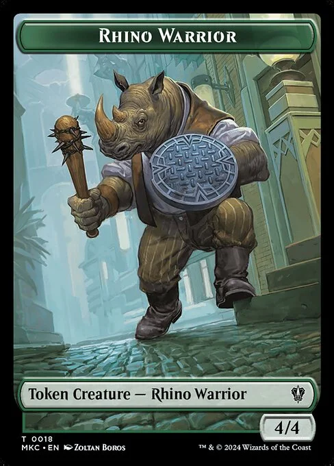 Rhino Warrior, carta Magic di tipo Token Creature — Rhino Warrior illustrata da Zoltan Boros
