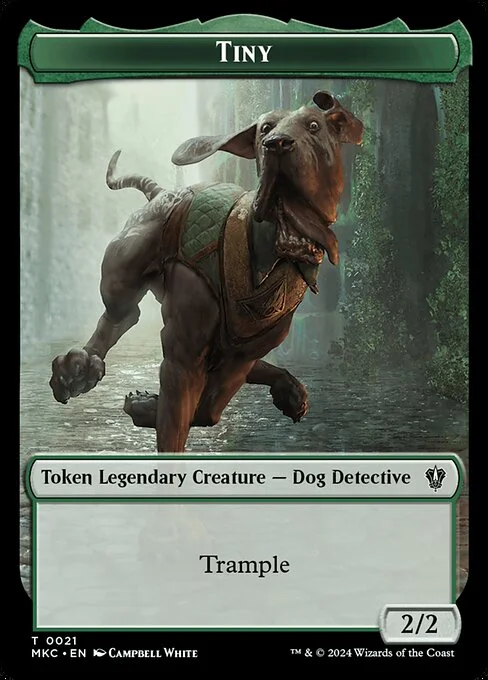 Tiny, carta Magic di tipo Token Legendary Creature — Dog Detective illustrata da Campbell White