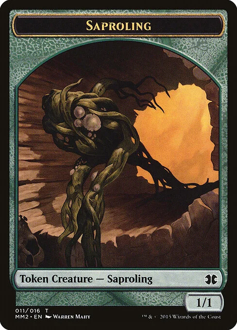 Saproling, carta Magic di tipo Token Creature — Saproling illustrata da Warren Mahy