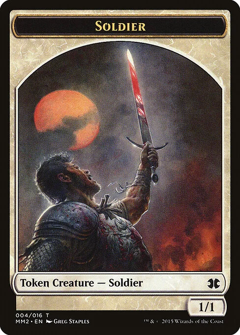 Soldier, carta Magic di tipo Token Creature — Soldier illustrata da Greg Staples