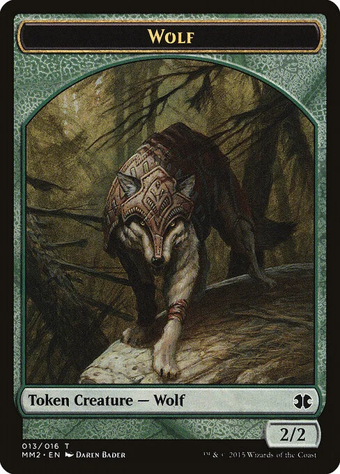 Wolf, carta Magic di tipo Token Creature — Wolf illustrata da Daren Bader