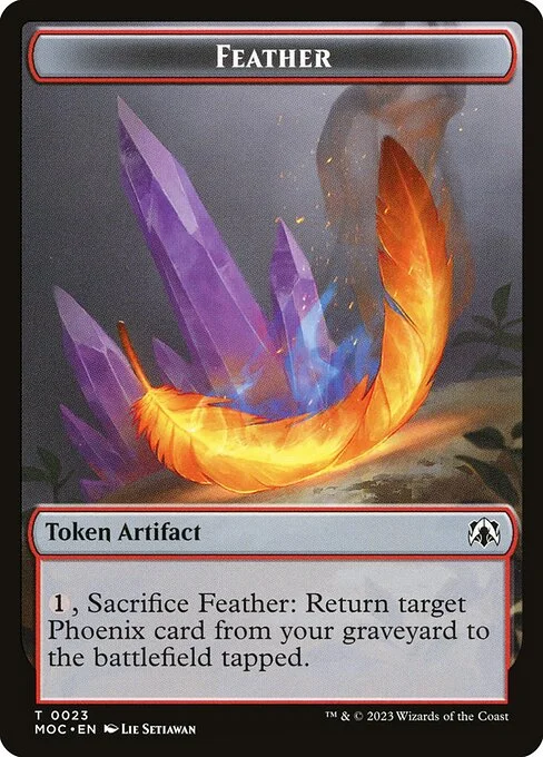 Feather, carta Magic di tipo Token Artifact illustrata da Lie Setiawan
